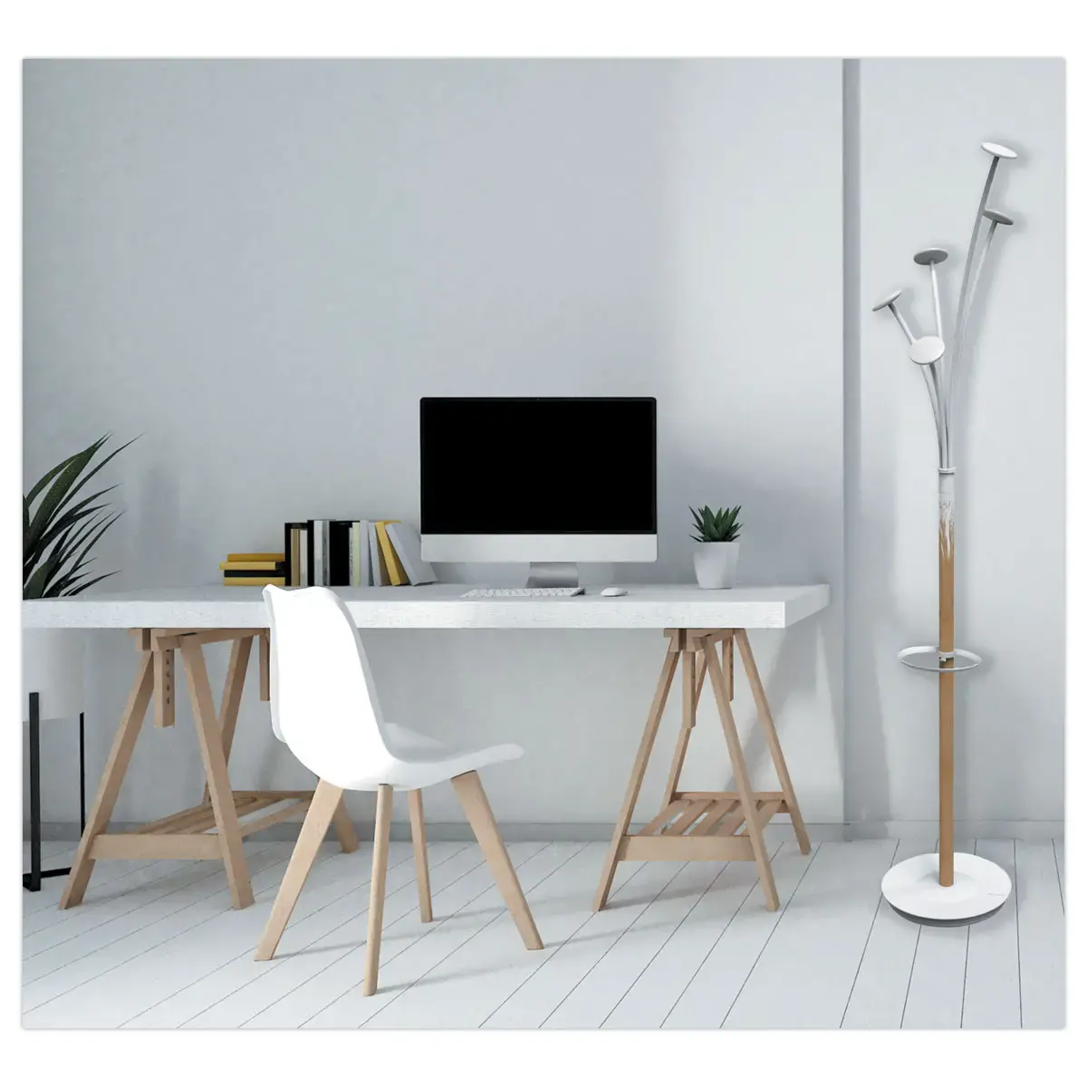 Portemanteau festival bois blanc 5 patères