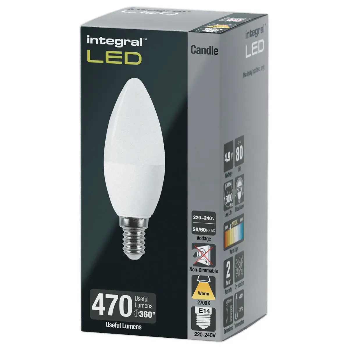 Ampoule LED flamme E14 5,5W 470LM 2700K opale