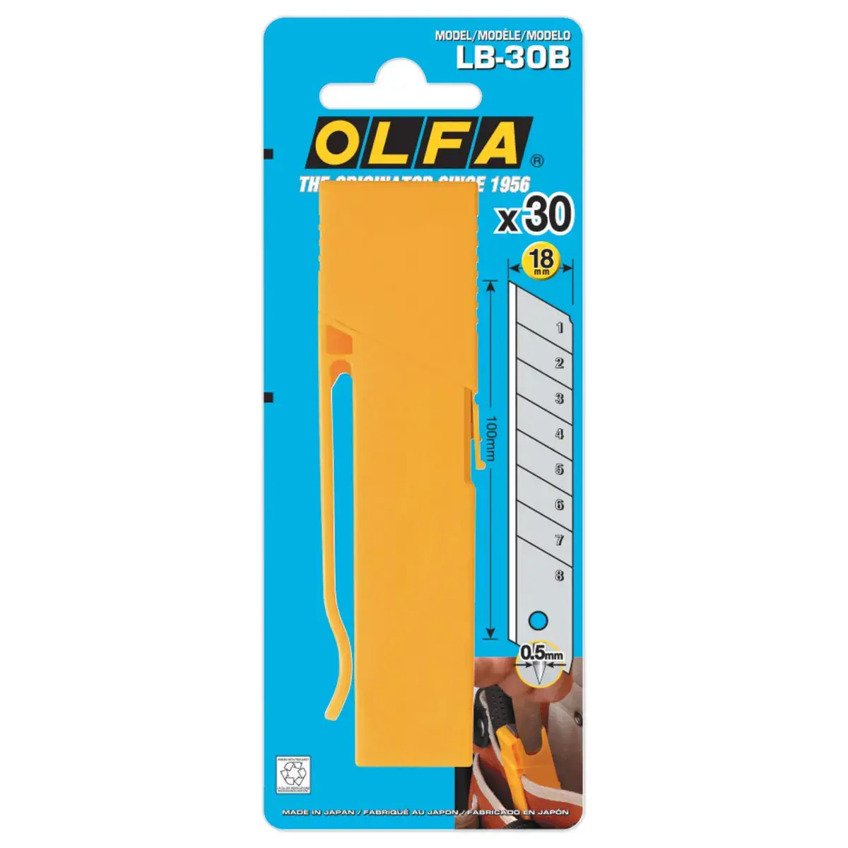 30 lames pour cutter - lames s&eacute;cables de 18 mm 