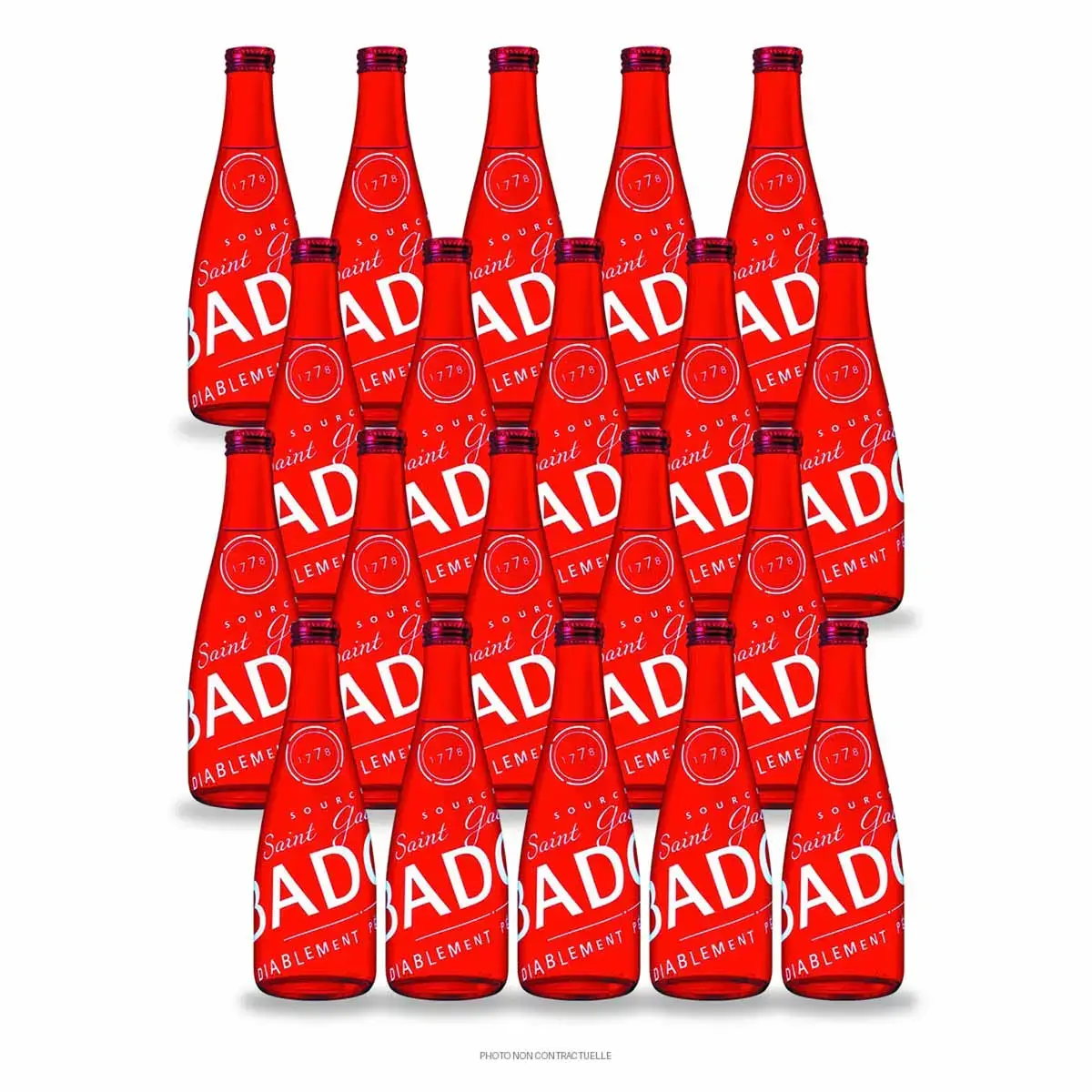 20 bouteilles Badoit rouge 33 cl,  en verre 
