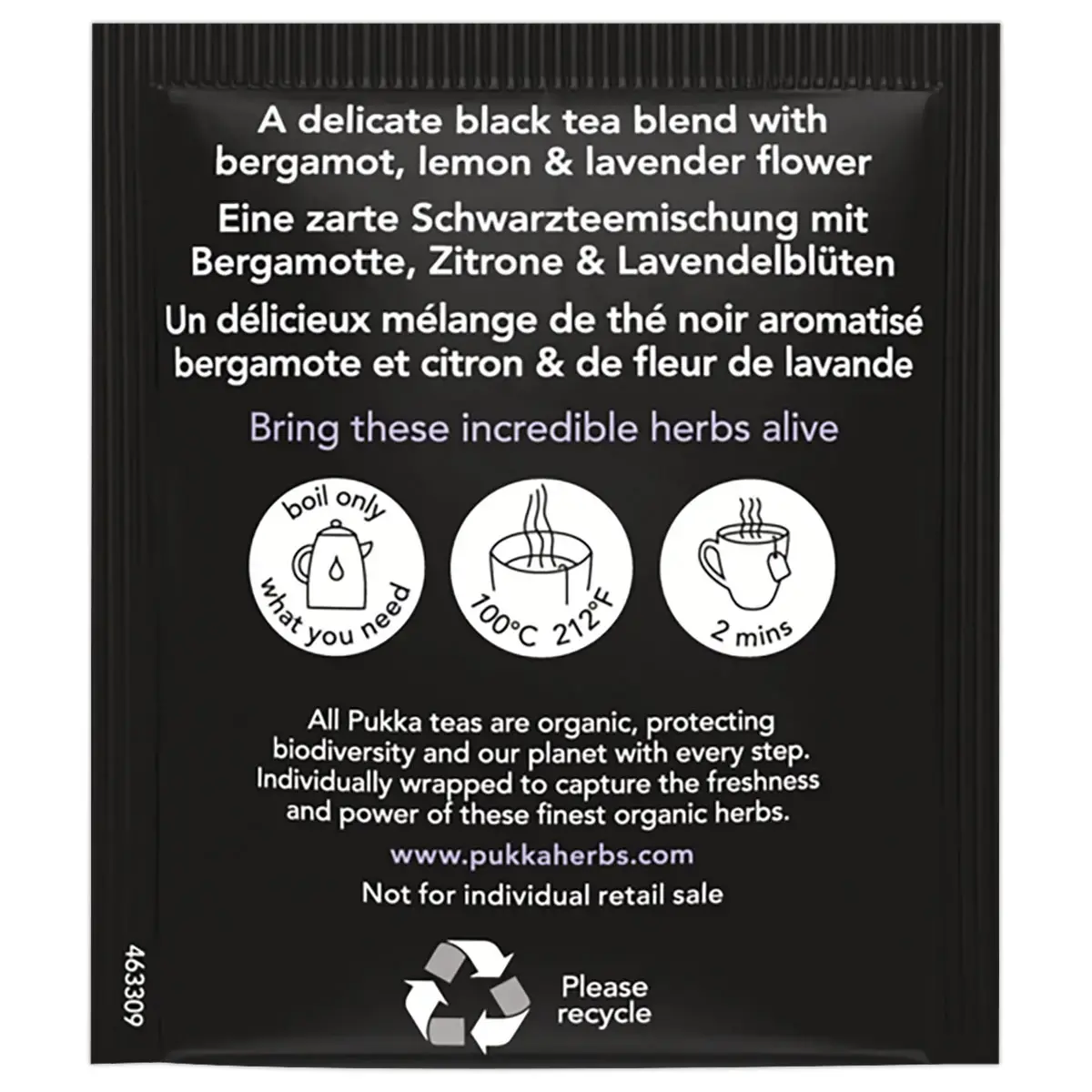 20 Sachets de thé noir Earl Grey bio - Citron lavande bergamote - Pukka