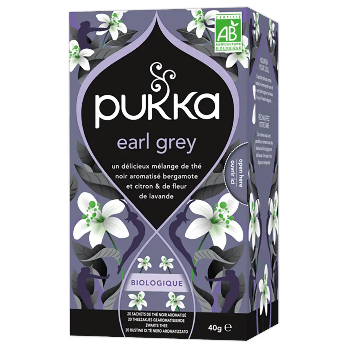 20 Sachets de thé noir Earl Grey bio - Citron lavande bergamote - Pukka