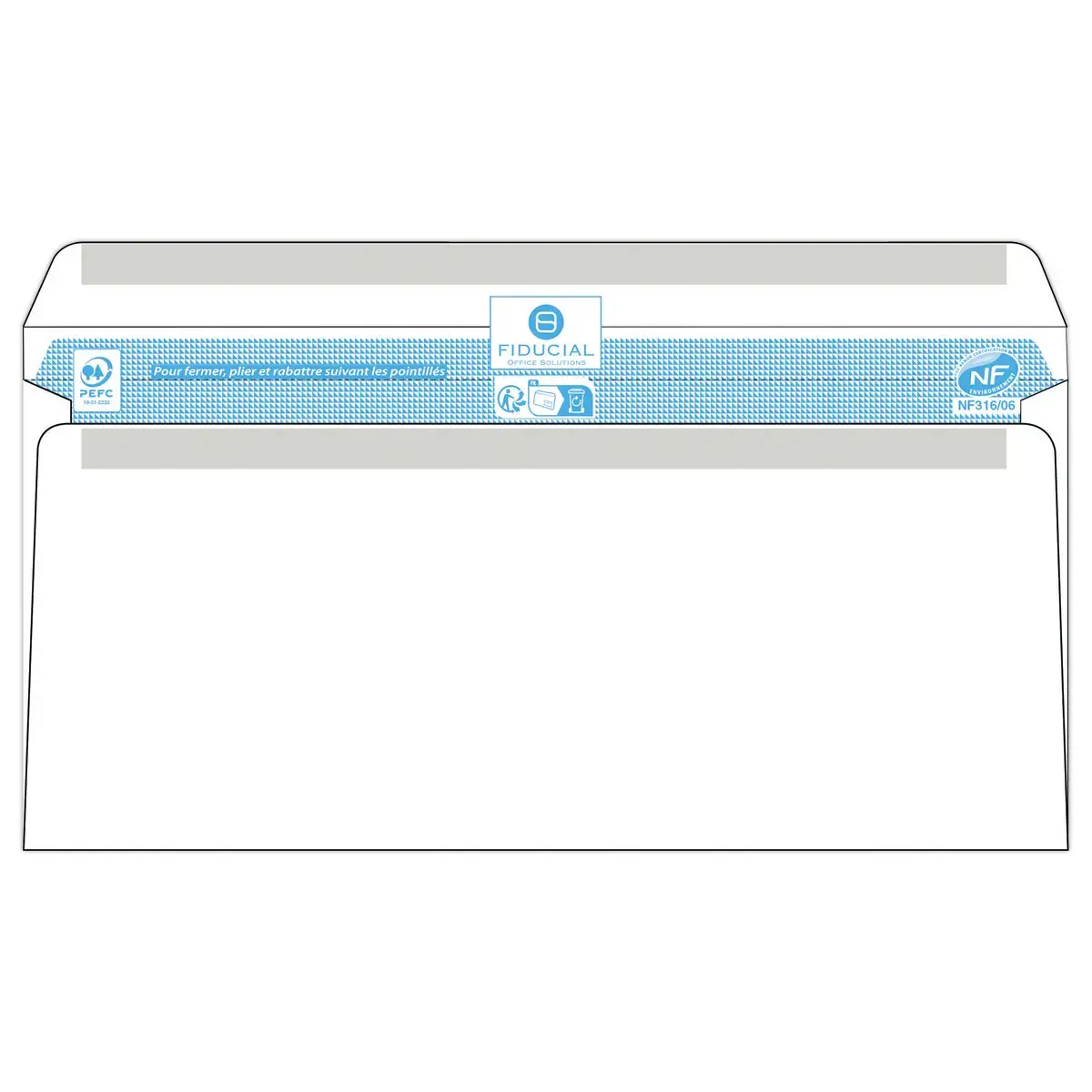500 enveloppes blanches 110x220 80 gr autocollantes Fiducial
