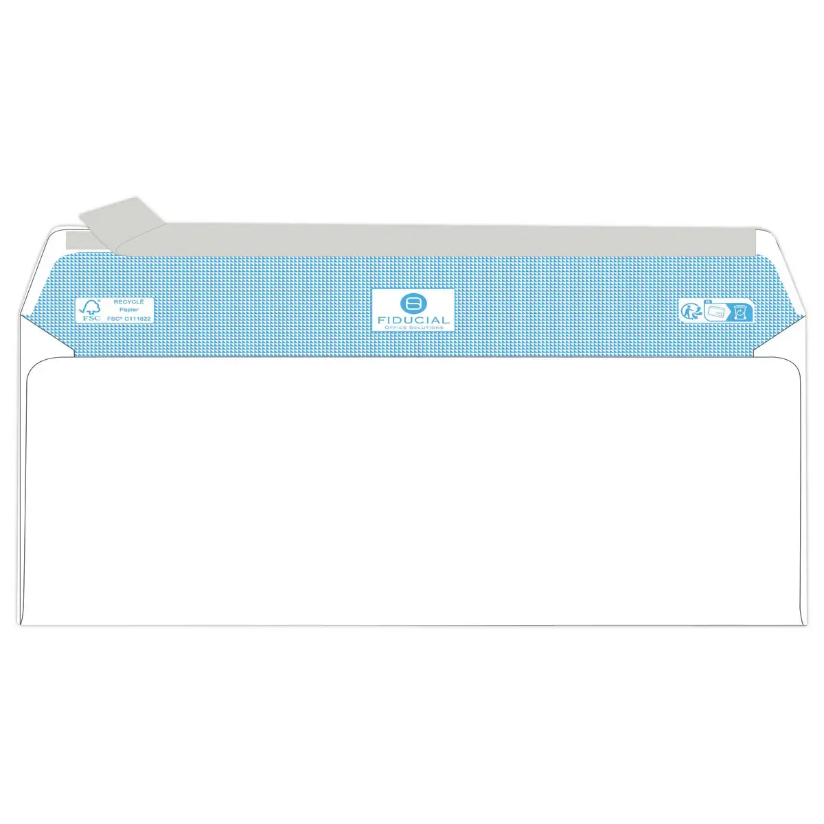 500 Enveloppes blanches recyclées 110 x 220 cm - 45 x 100 - 80g - Bande siliconée - Fiducial
