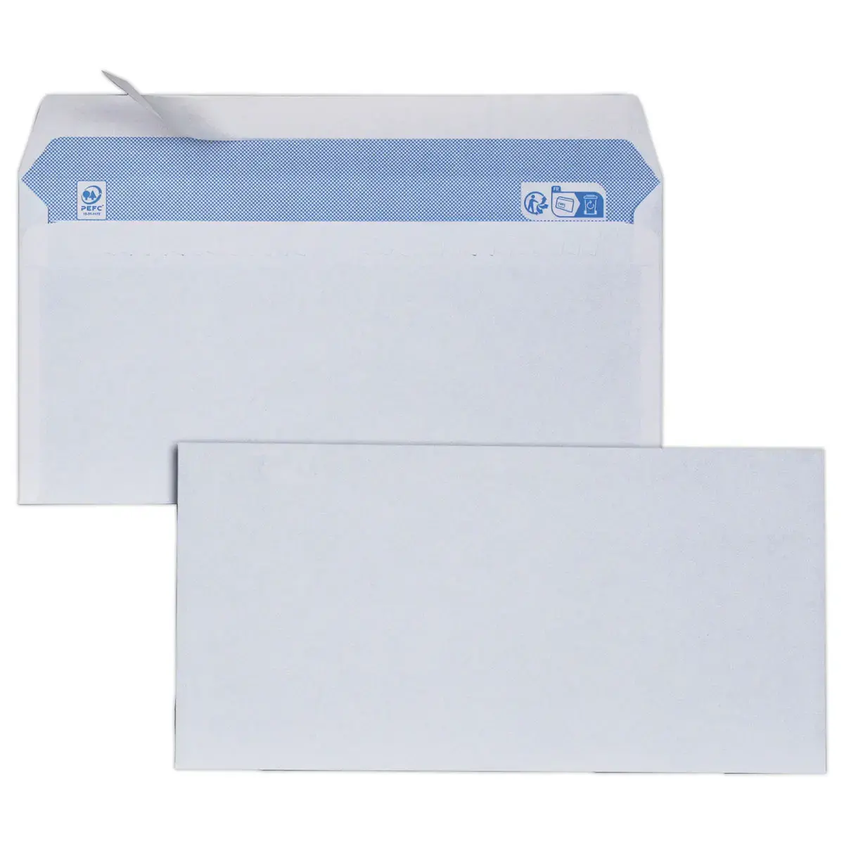 500 enveloppes blanches 110x220 mm 75g bande siliconée