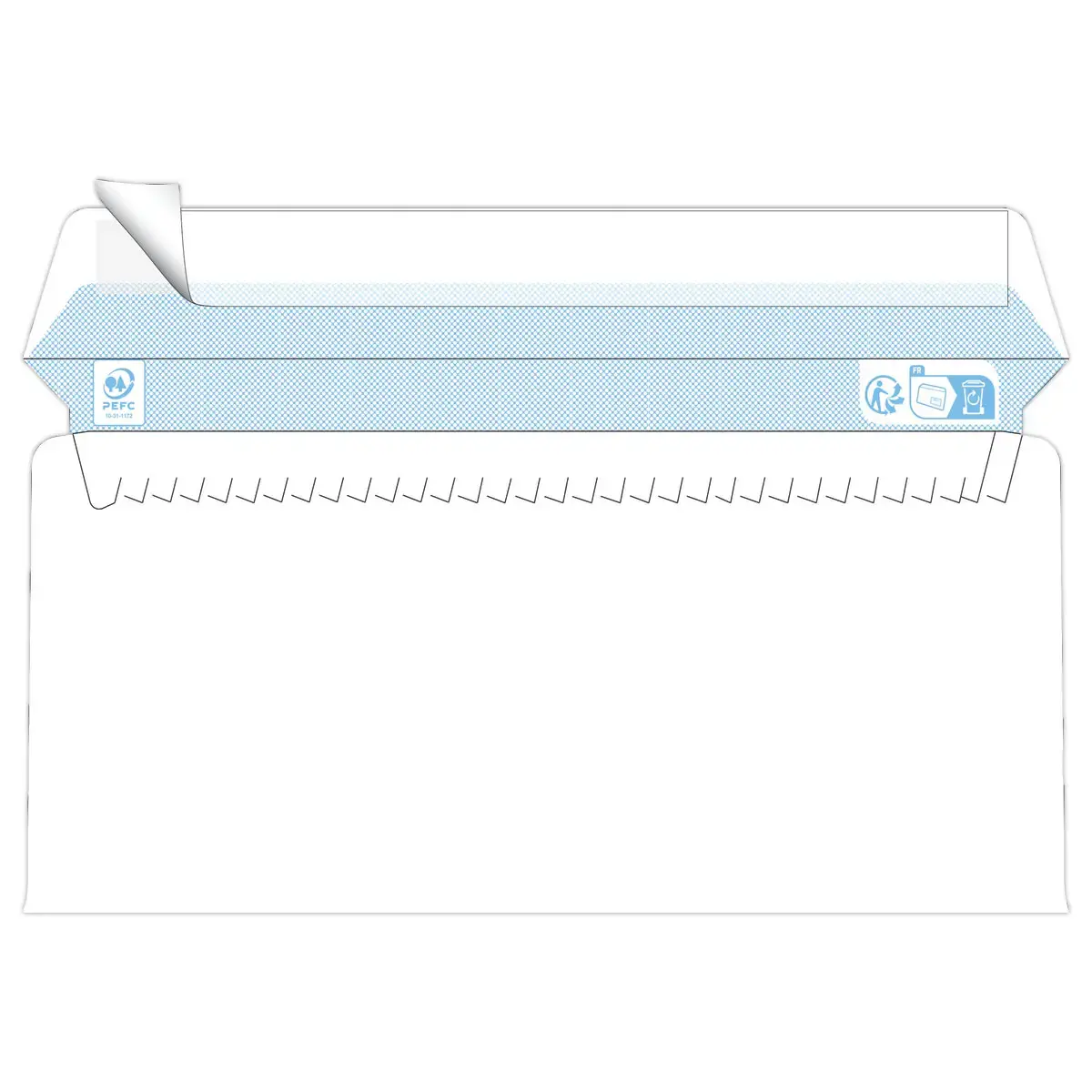 500 enveloppes blanches 110x220 mm 75g bande siliconée