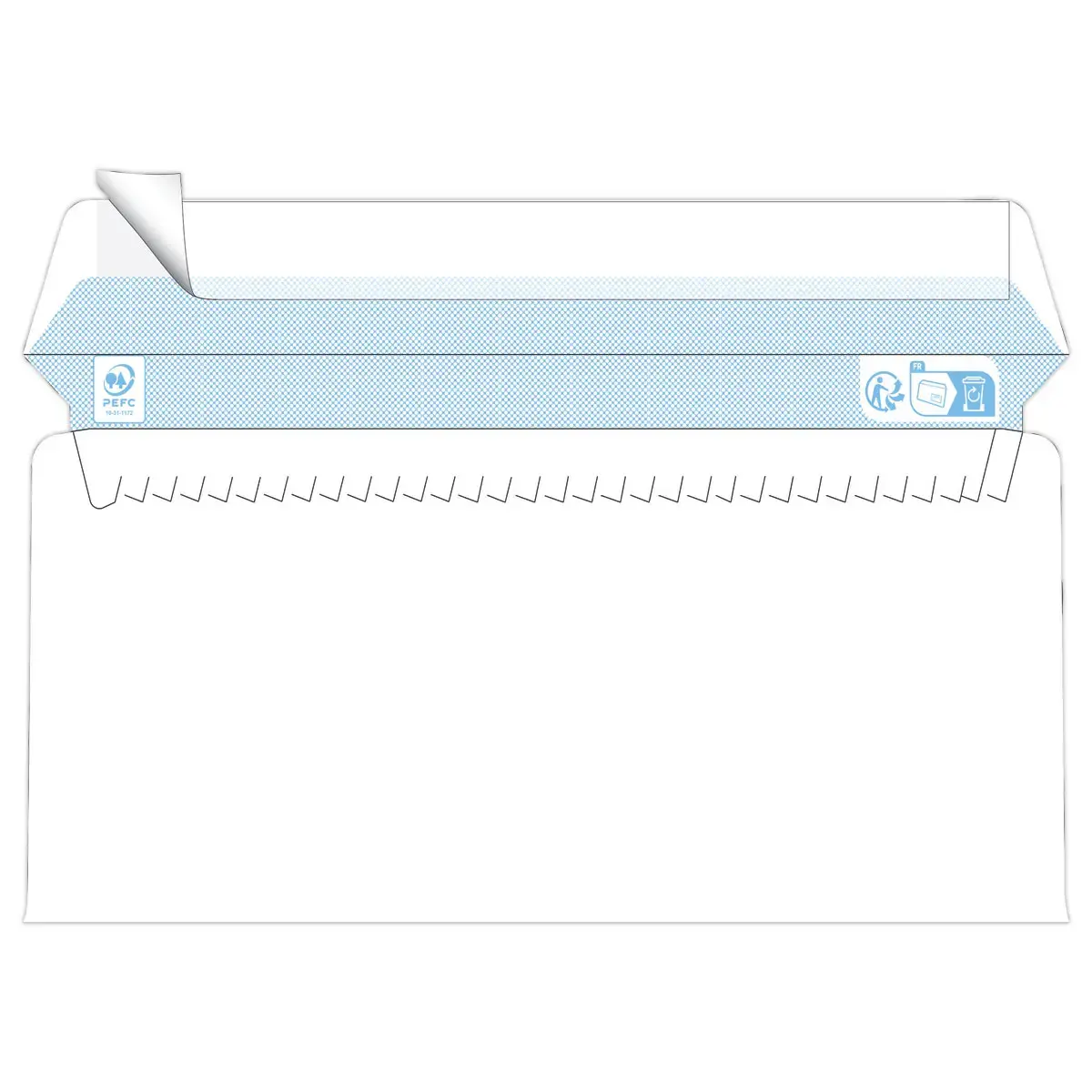 500 enveloppes blanches 110x220 mm 75g fenêtre 45x100 bande siliconée