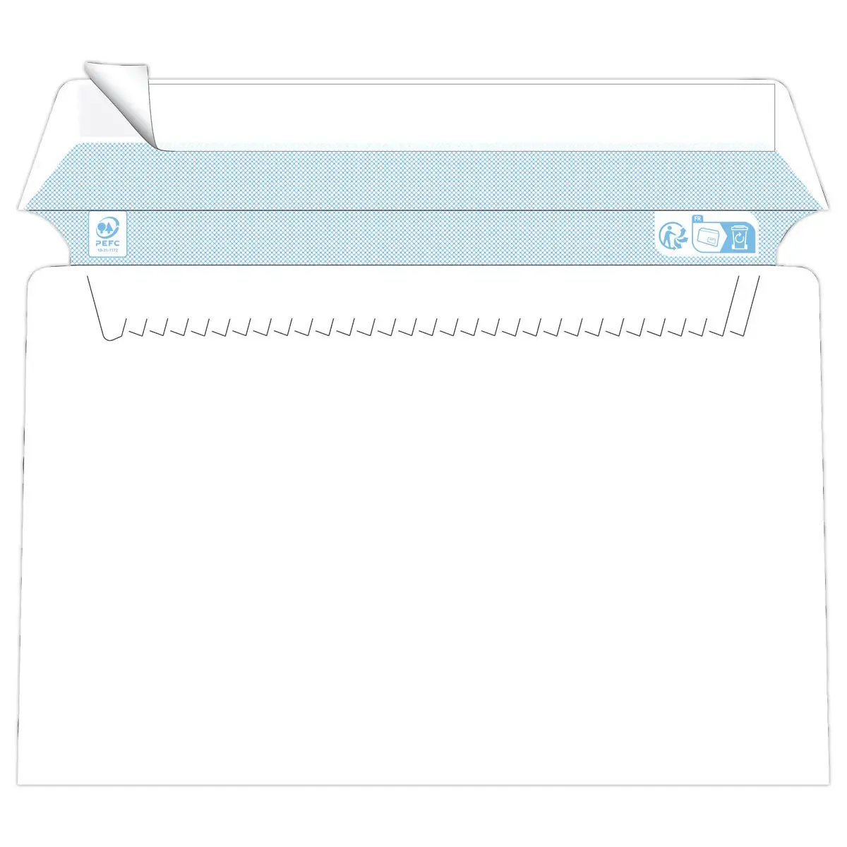 500 enveloppes blanches 162x229 mm fen 45x100 80g bande siliconée