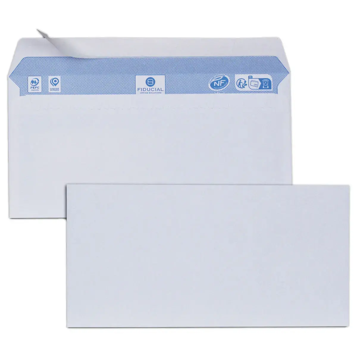 500 Enveloppes blanches 110 x 220 - 80g - Bande siliconée - Fiducial