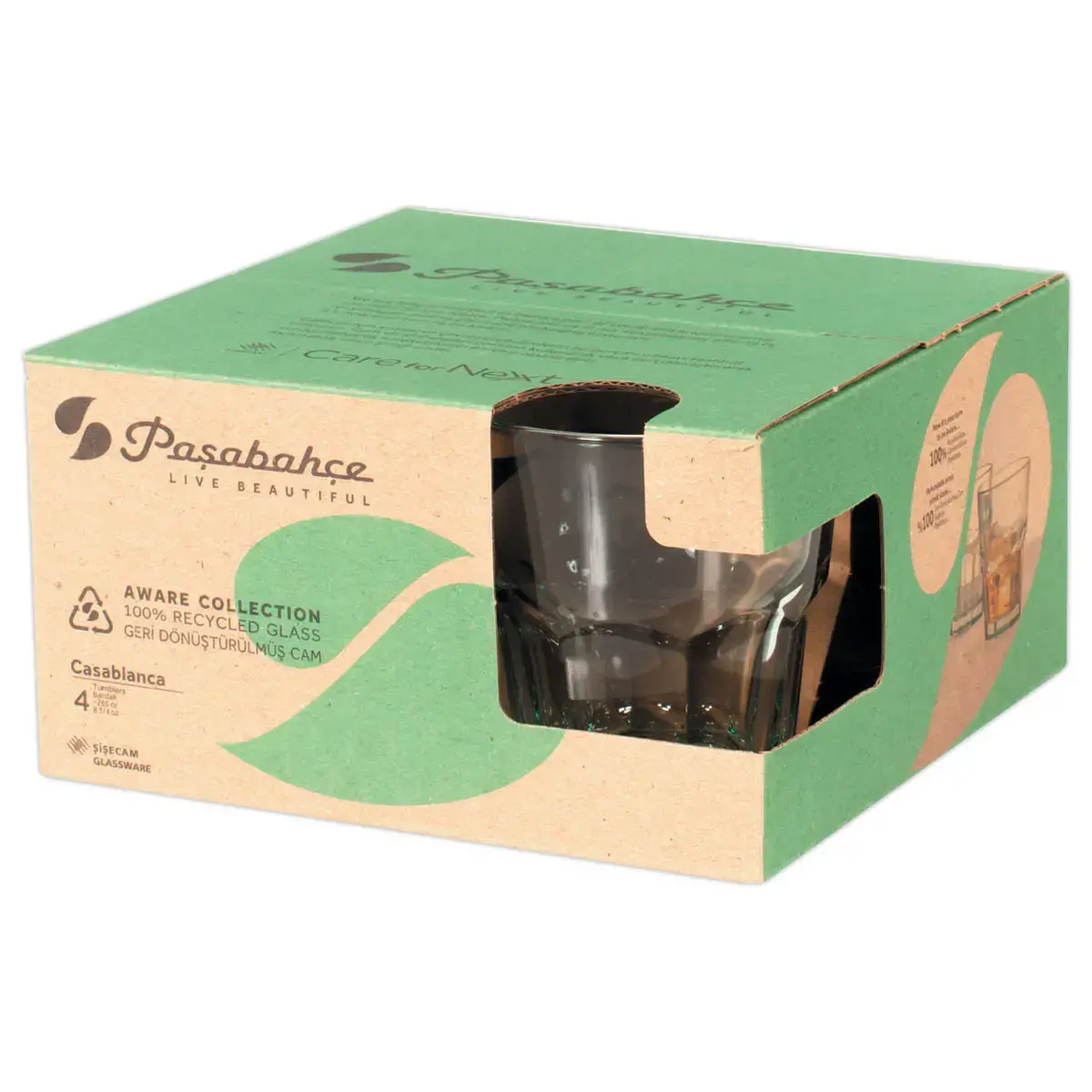 4 gobelets FB Casablanca verre recycl&eacute; 27 cl 