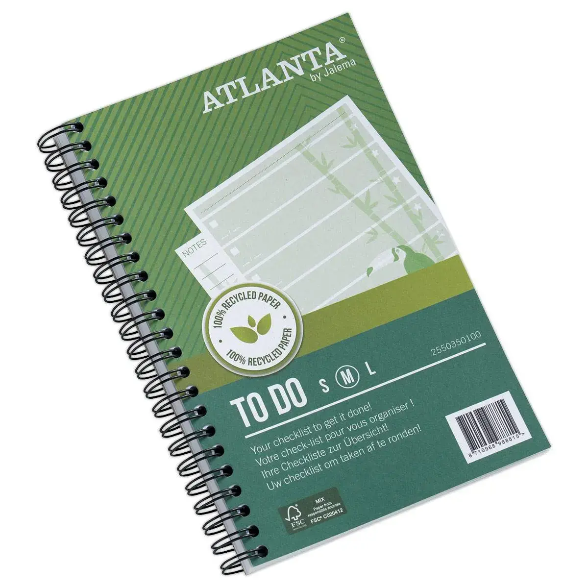 Carnet Atlanta " To do " - 19,5 x 12,5 cm - Vert - Djois
