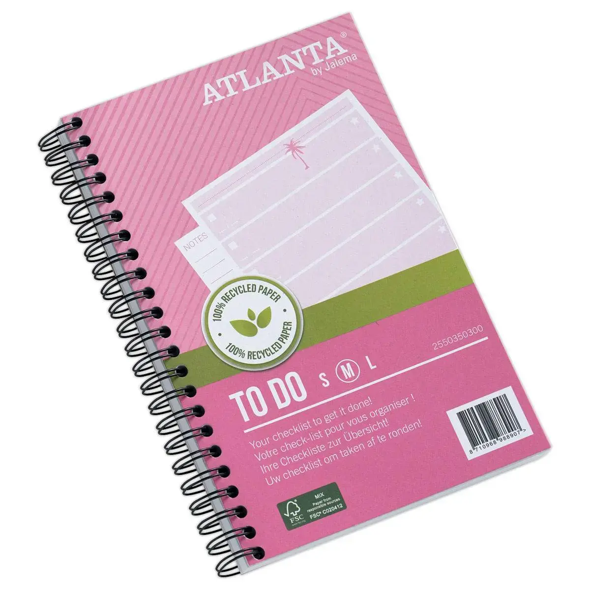 Carnet Atlanta " To do " - 19,5 x 12,5 cm - Rose - Djois