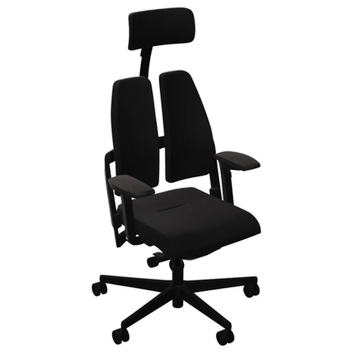 Siège DUO BACK ergonomique synchrone noir monté