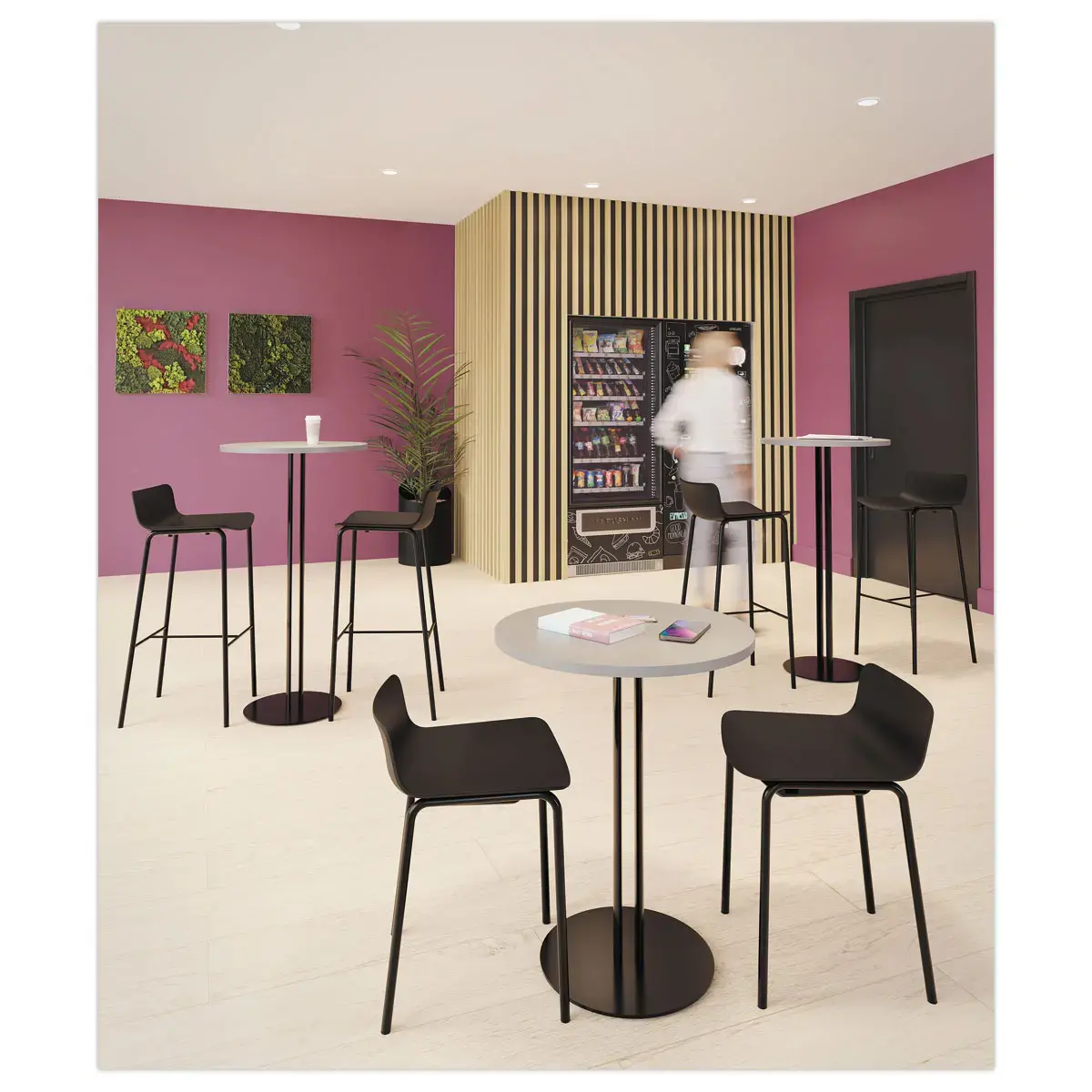 Tabouret POPP dossier bas noir H60