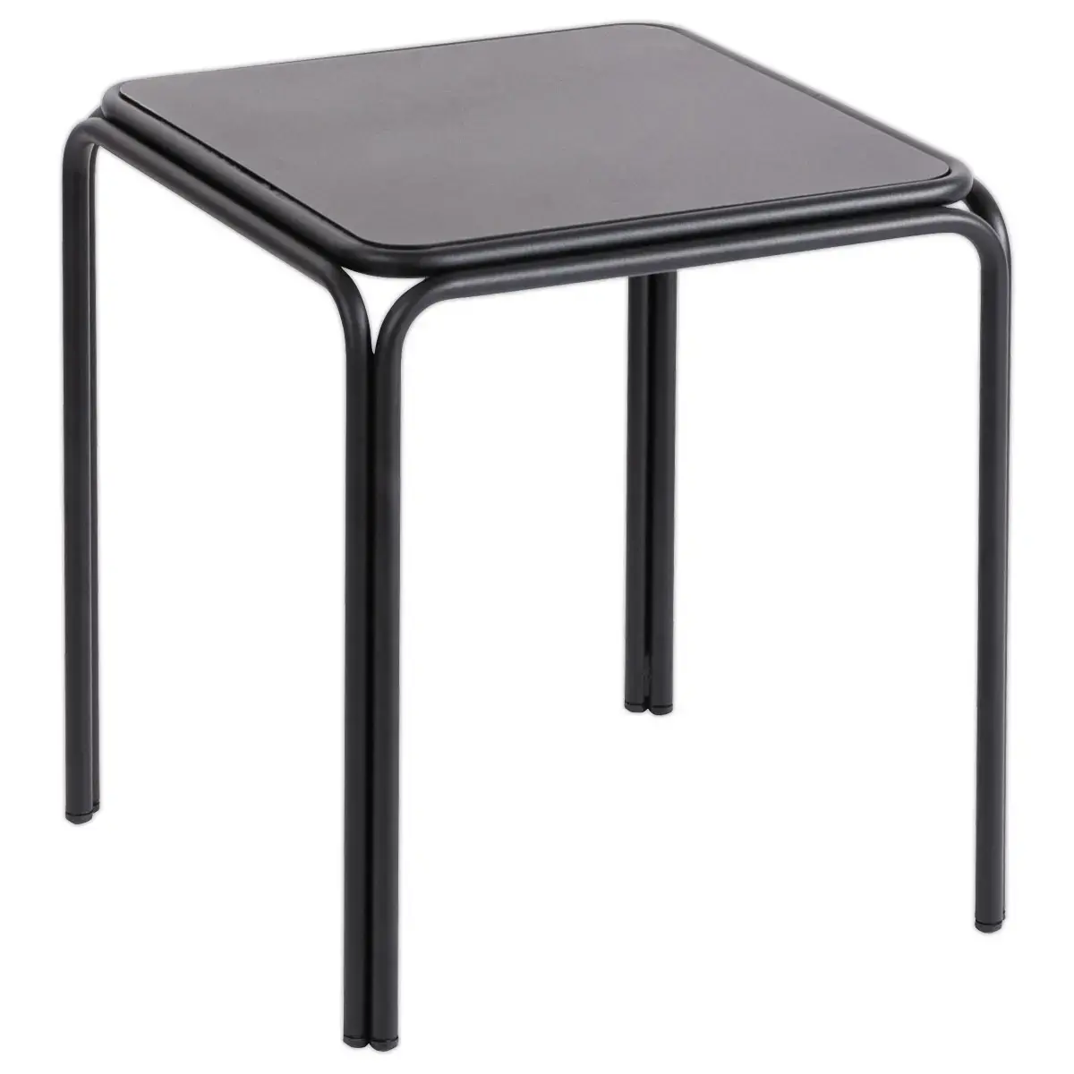 4 tabourets bas métal noirs intérieurs et extérieurs montés