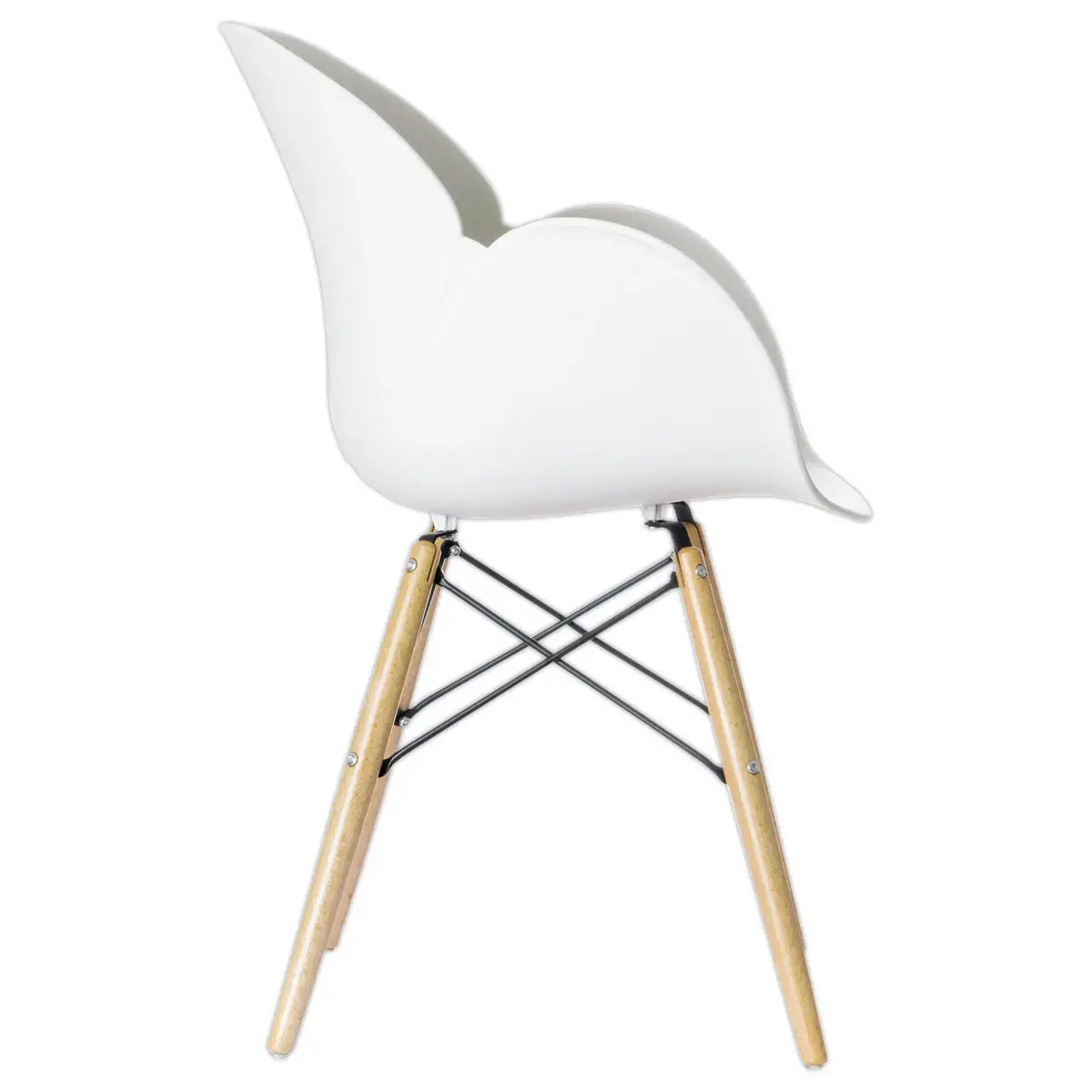 2 fauteuils PETALES pied h&ecirc;tre assise blanche 