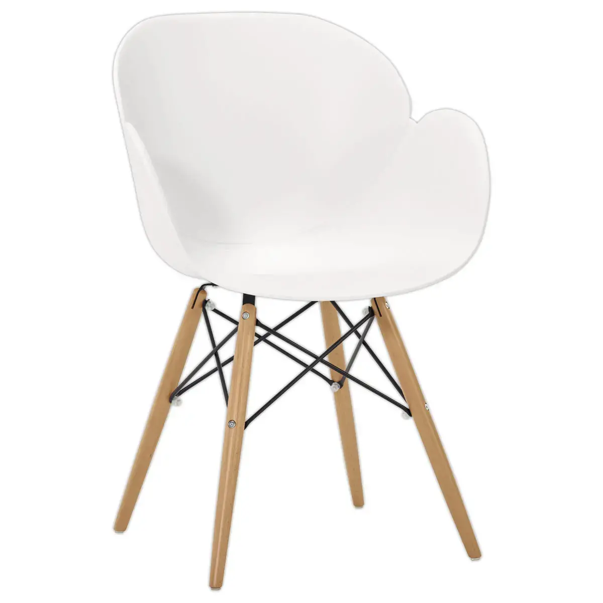 2 fauteuils PETALES pied h&ecirc;tre assise blanche 