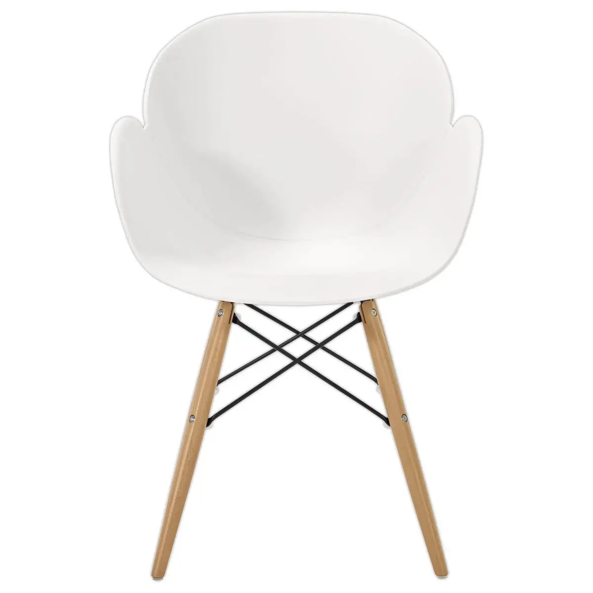 2 fauteuils PETALES pied h&ecirc;tre assise blanche 