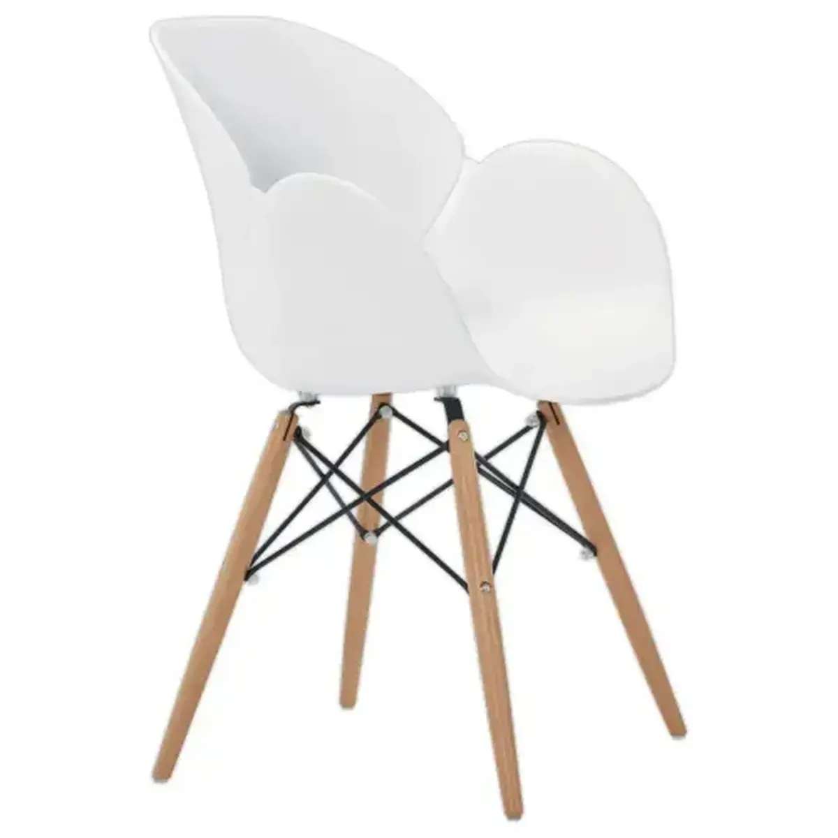 2 fauteuils PETALES pied hêtre assise blanche montés