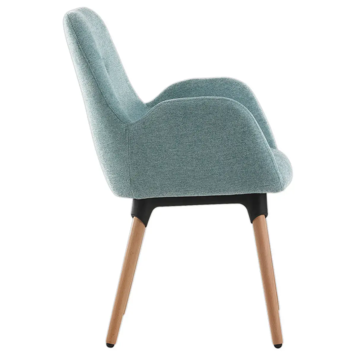 2 Fauteuils Tissu bleu 4 pieds bois vernis montés
