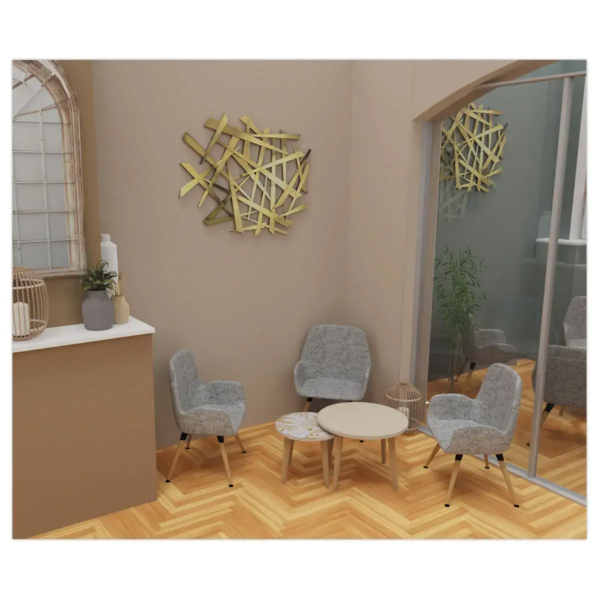 2 Fauteuils Tissu bleu 4 pieds bois vernis montés