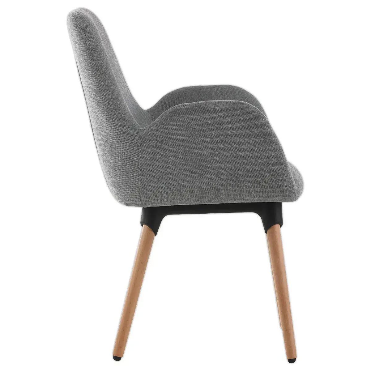 2 Fauteuils Tissu gris 4 pieds bois vernis montés