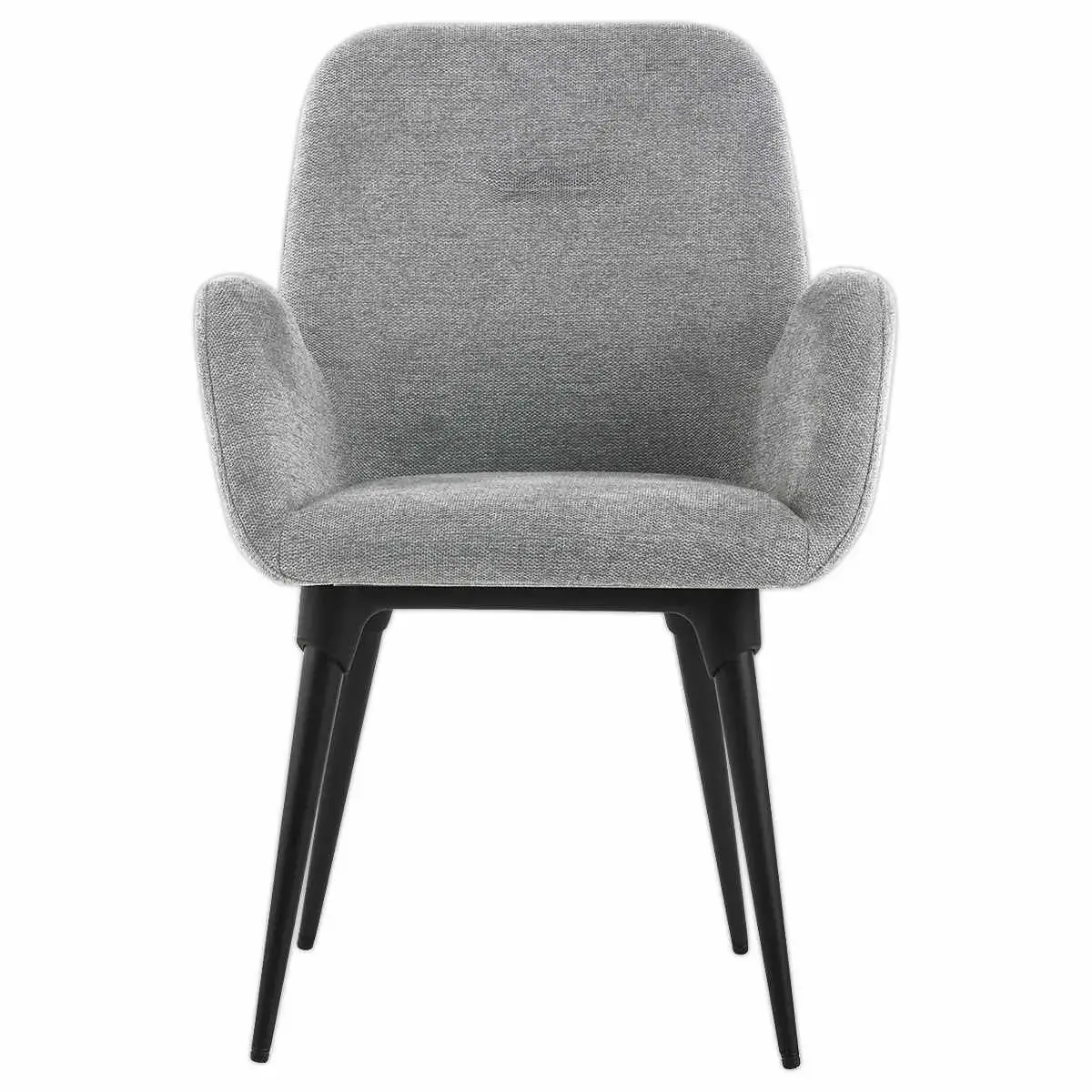 2 Fauteuils Tissu gris 4 pieds m&eacute;tal mont&eacute;s 