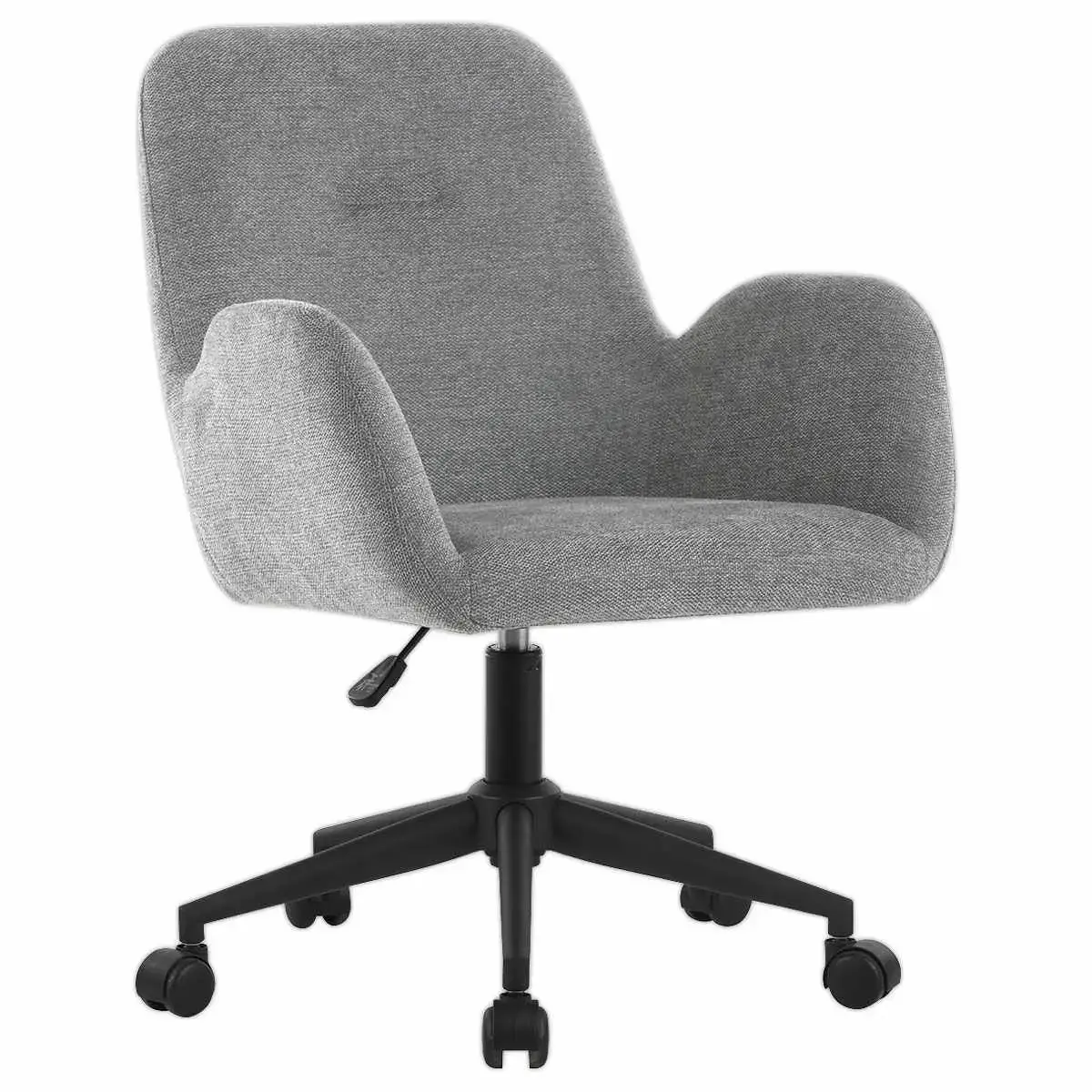 2 Fauteuils Tissu gris piétement à roulettes montés