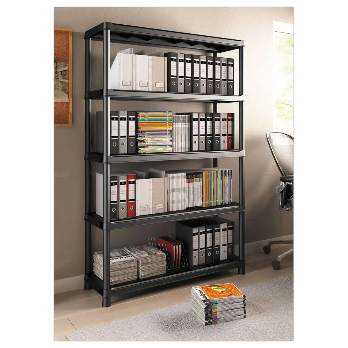 Etag&egrave;re &ndash; L 120 cm &ndash; 5 rayonnages &ndash; Noir 
