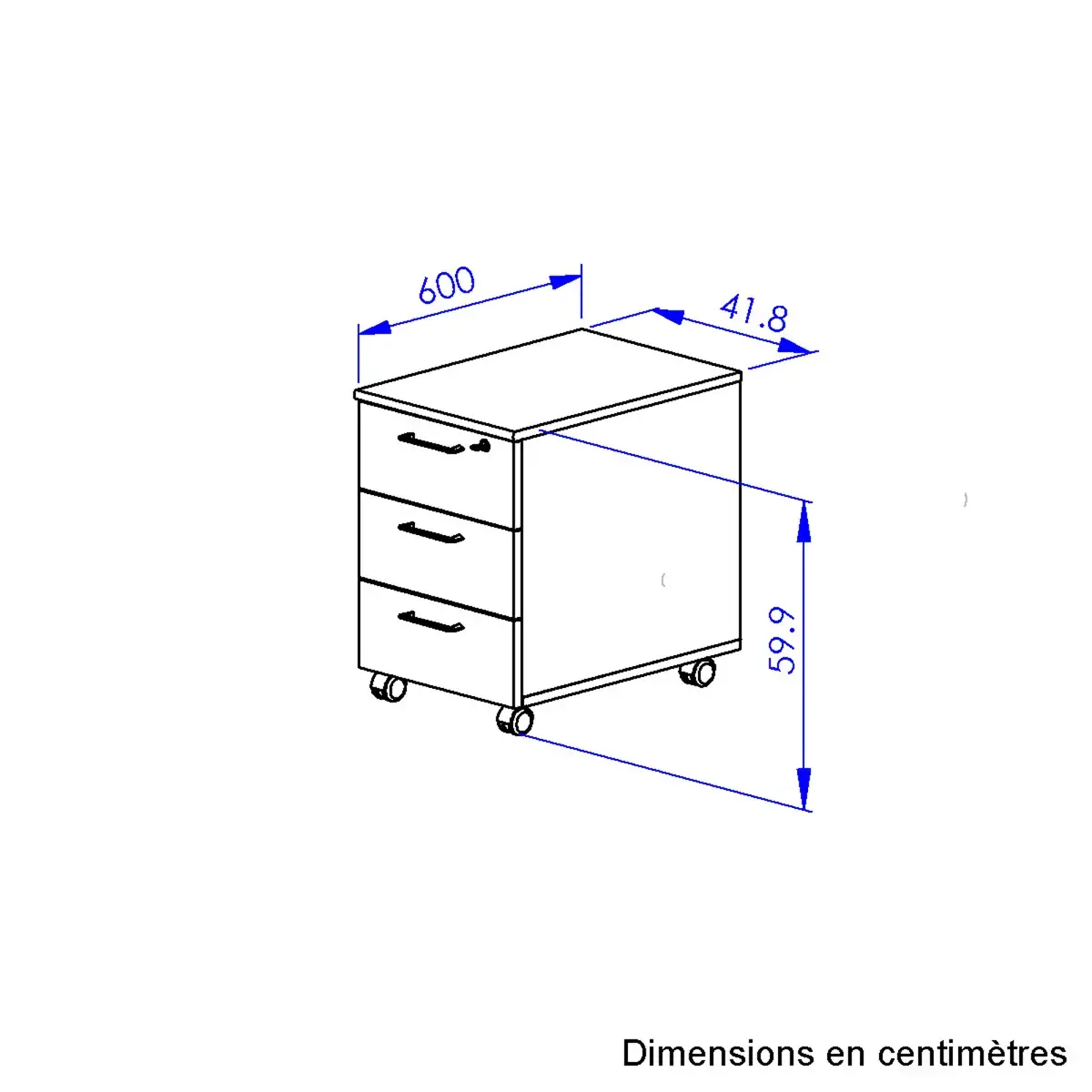 Caisson mobile 3 tiroirs BARi chêne structuré blanc monté