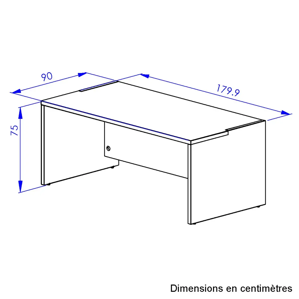 Bureau rectangulaire BARI L180 cm chêne et blanc monté