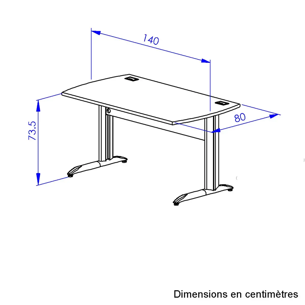 Bureau BREST 140 cm ch&ecirc;ne du bocage anthracite pieds en m&eacute;tal mont&eacute; 
