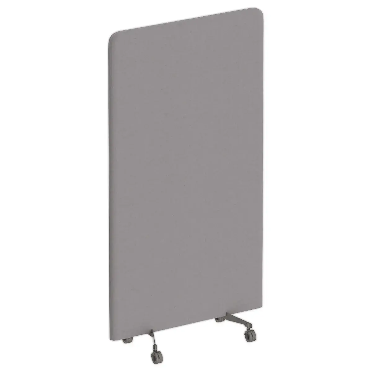 Cloison acoustique tissu gris roulettes argent 190 x 100 cm montée