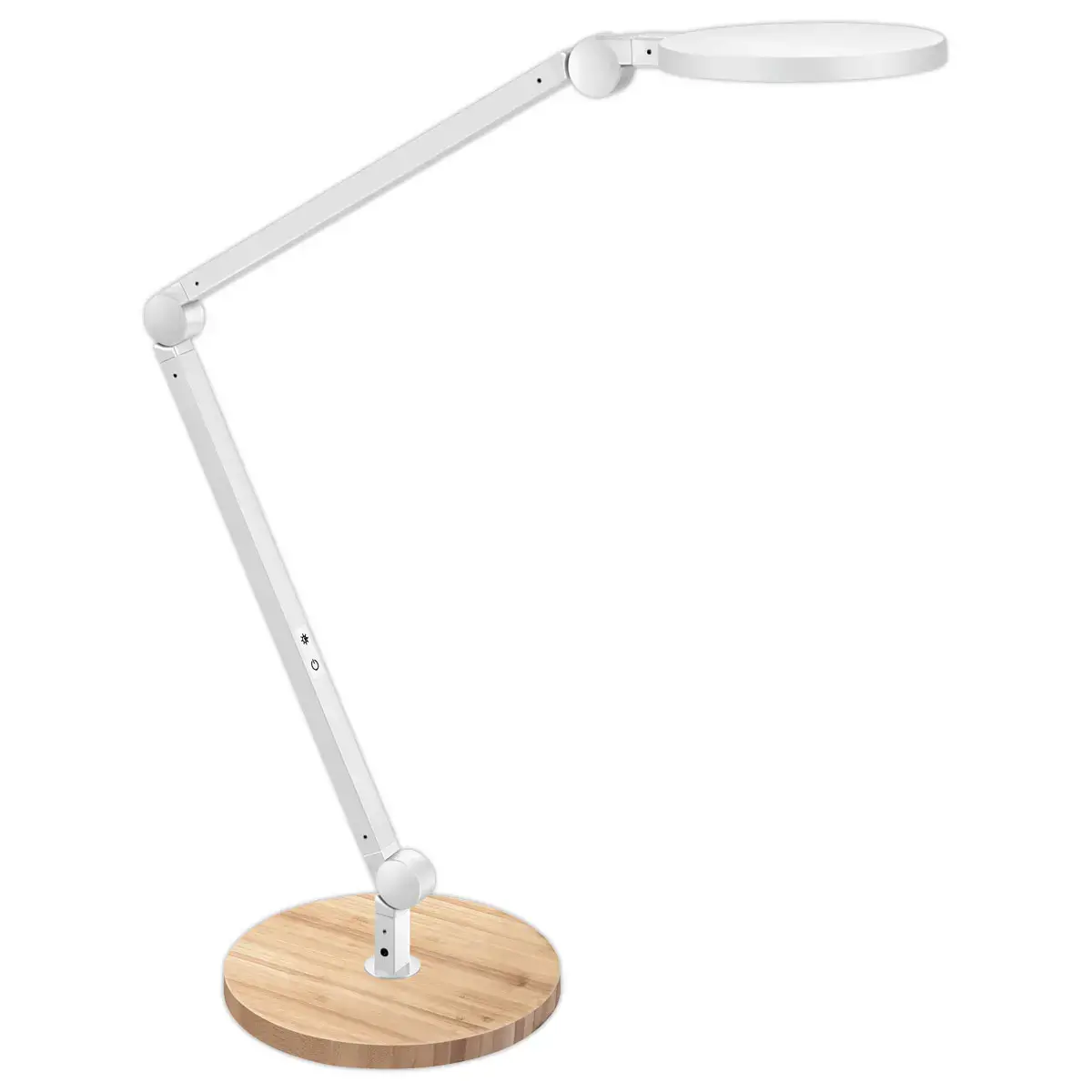 Lampe de bureau LED Giant silva blanc avec socle bois