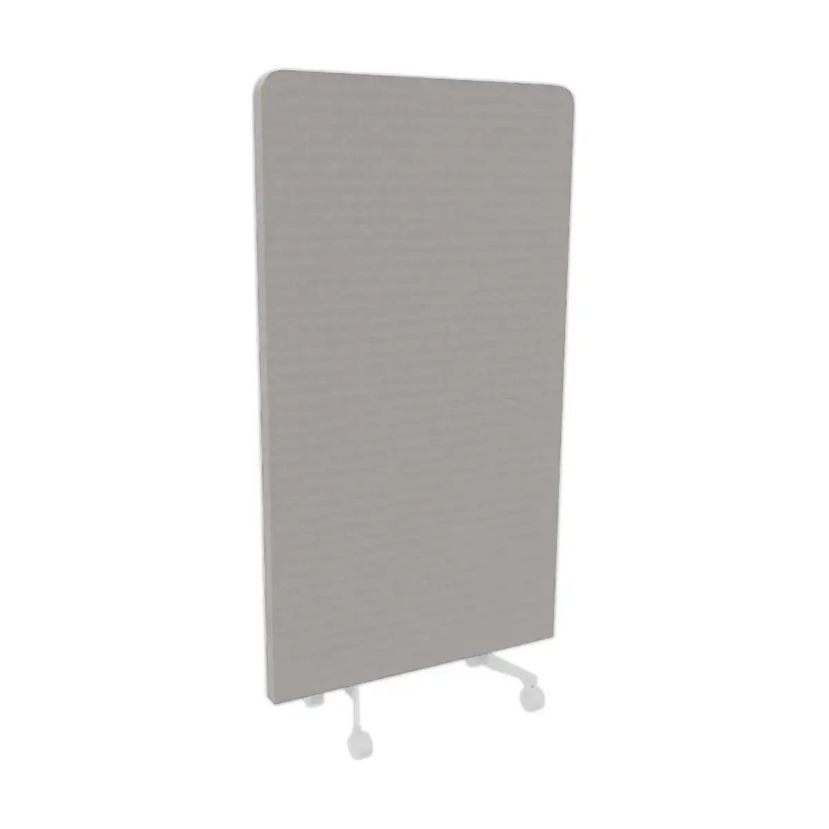 Cloison acoustique tissu gris roulettes blanc 190 x 100 cm mont&eacute;e 