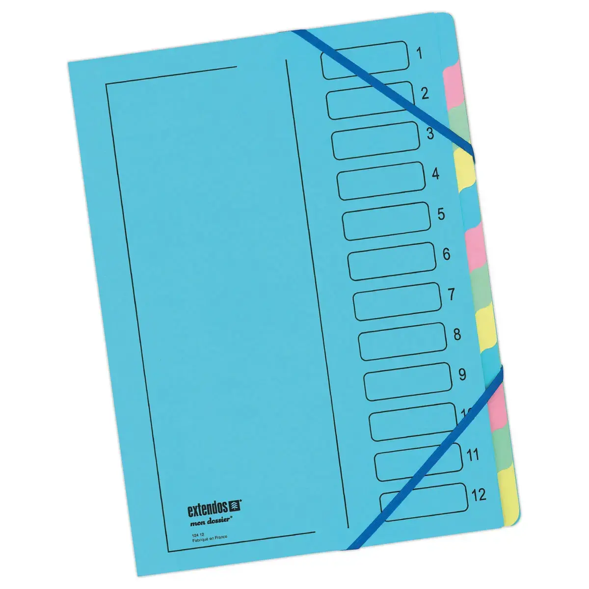 Trieur avec élastique - dos extensible renforcé - 12 compartiments