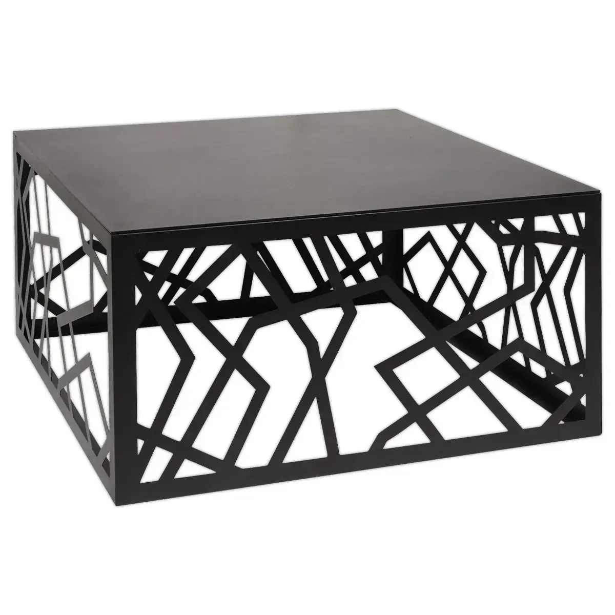 Table basse m&eacute;tal ajour&eacute;e noir 