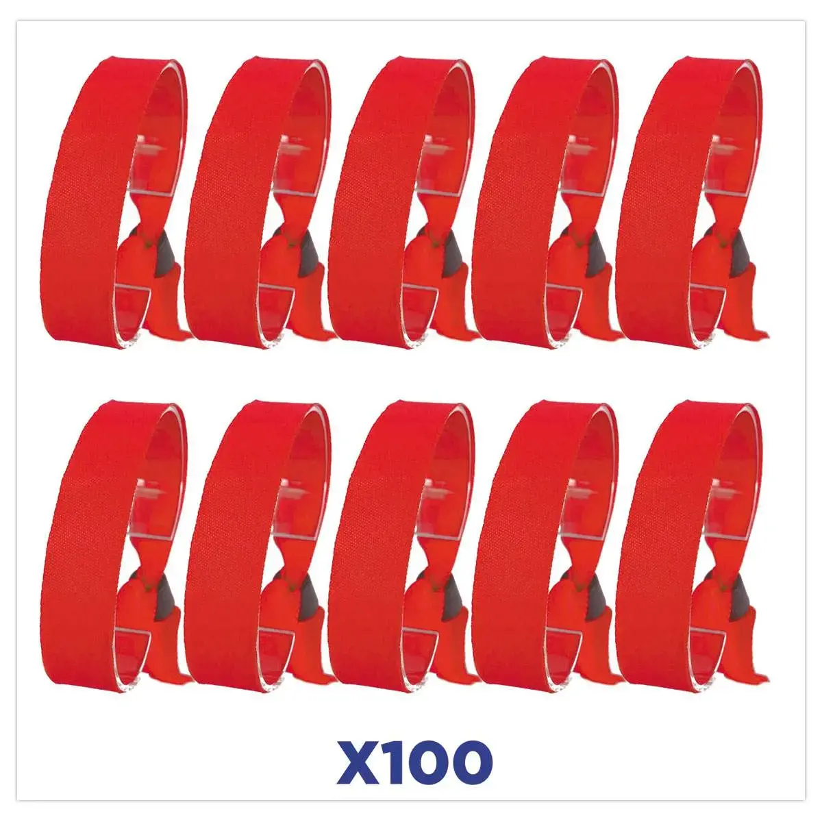 100 bracelets en tissu rouges 