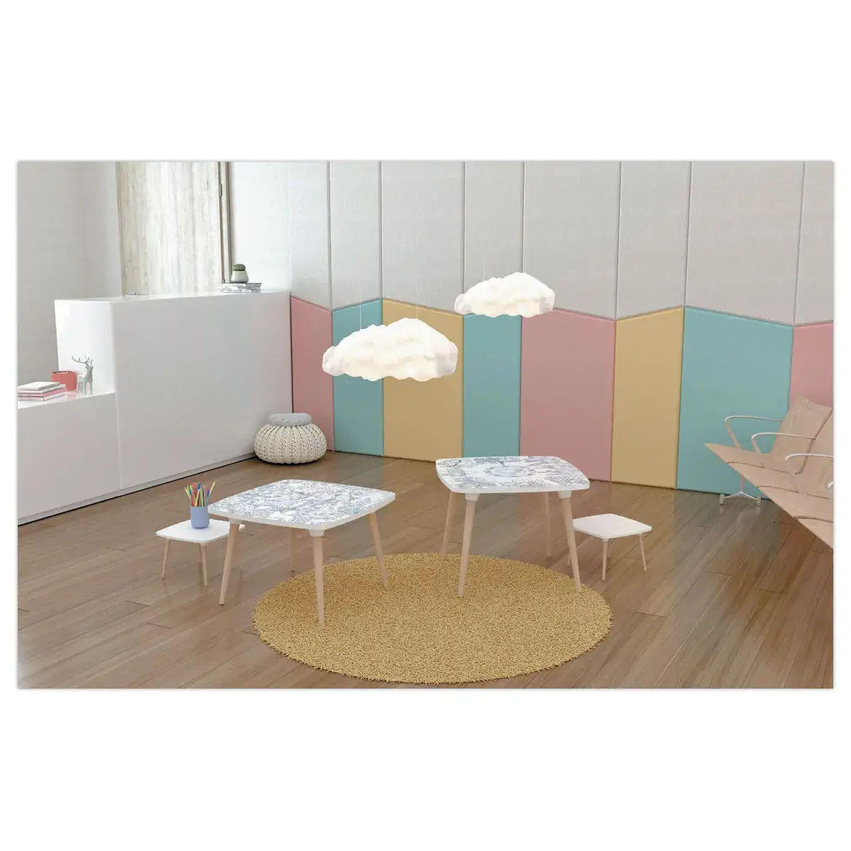 Table basse KIDS - 60 x 60 cm - Décor jungle - Livrée montée - PAPERFLOW