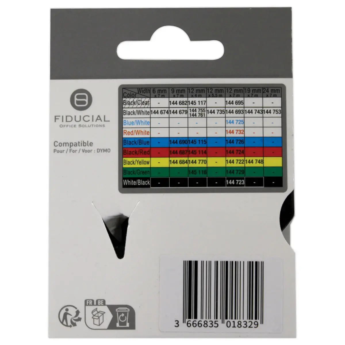 Ruban K7 pour titreuse DYMO S0720590 12mm vert impression noire