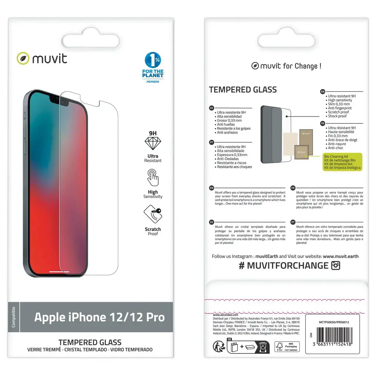 Verre tremp&eacute; pour iPhone 12/12 pro 
