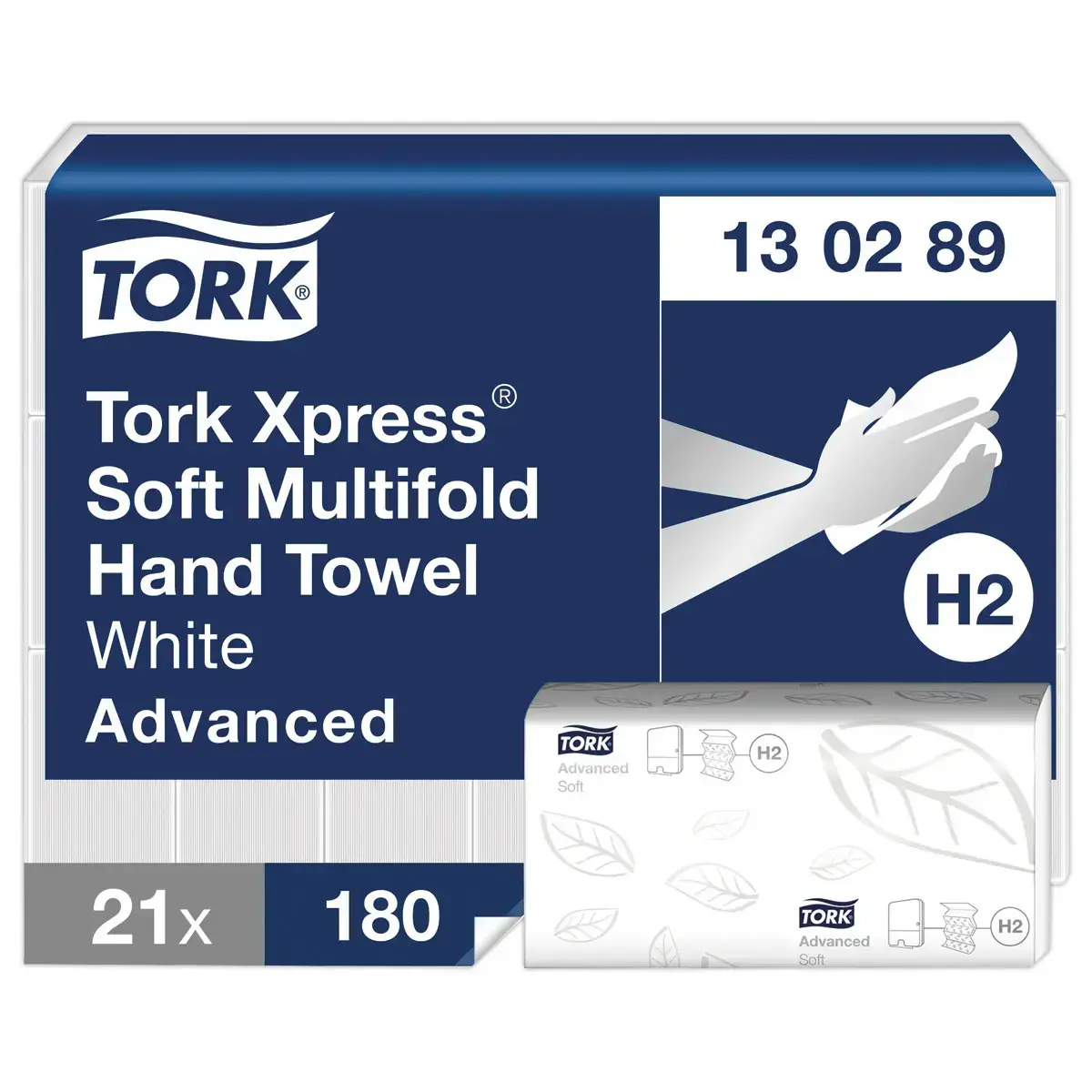 21 Essuie-mains interfoliés doux H2 - Blanc - Tork