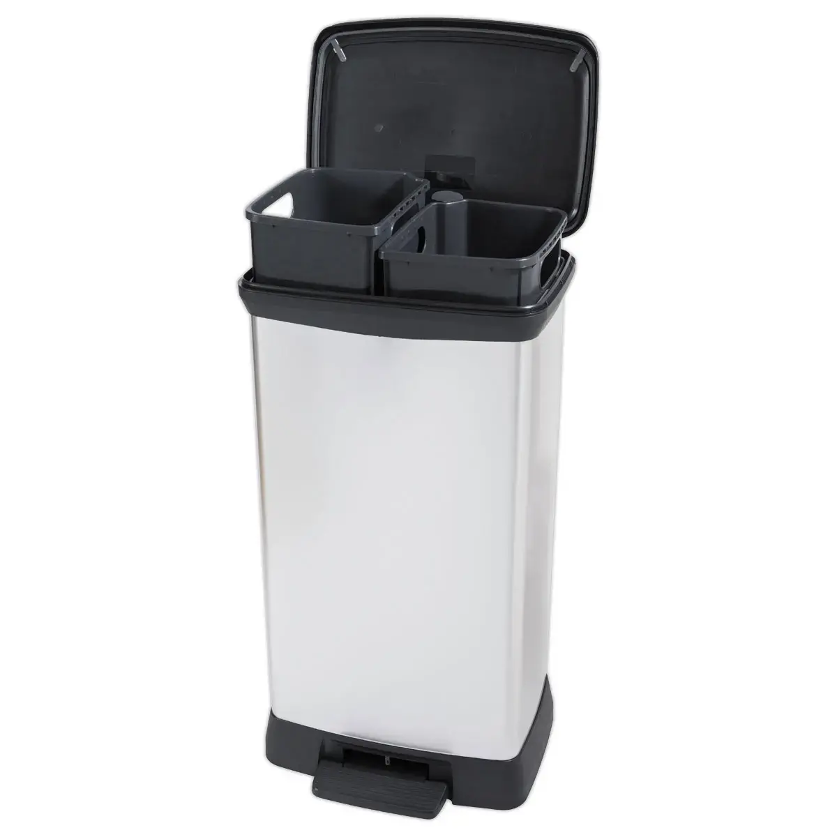 Poubelle Decobin rectangulaire duo 23l+23l décor métal