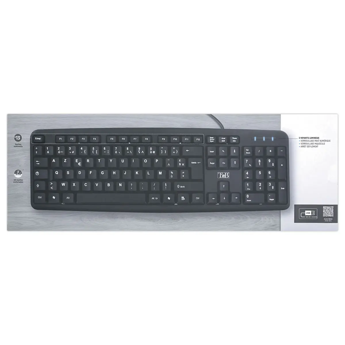 Clavier filaire USB-A Bridge - Plug & Play - T'nB