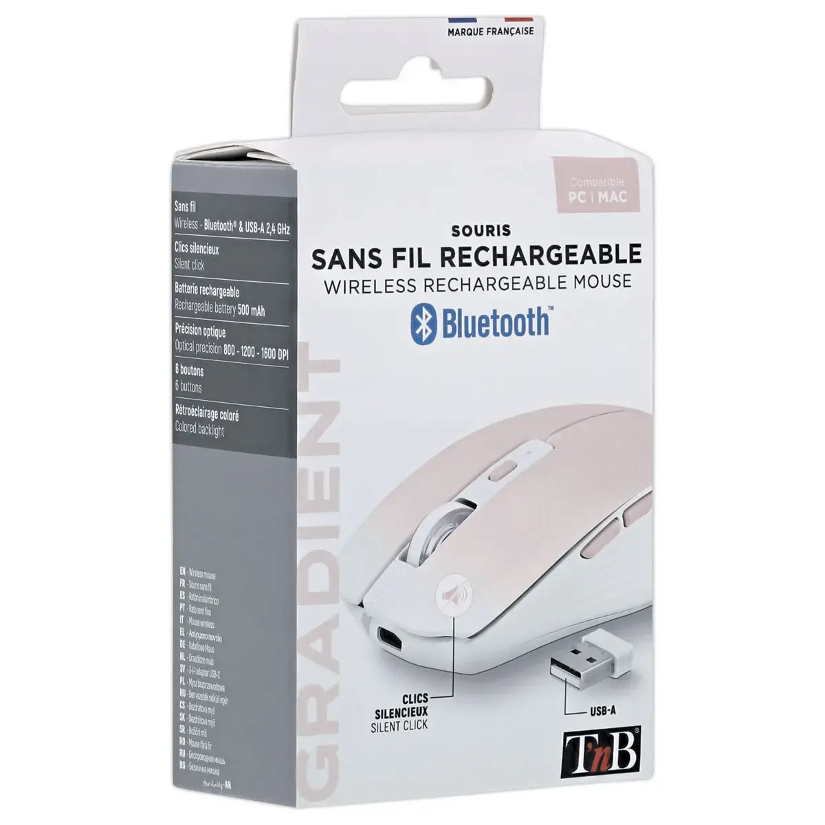 Souris gradient Dual Connect - Sans fil - Rose - T'nB