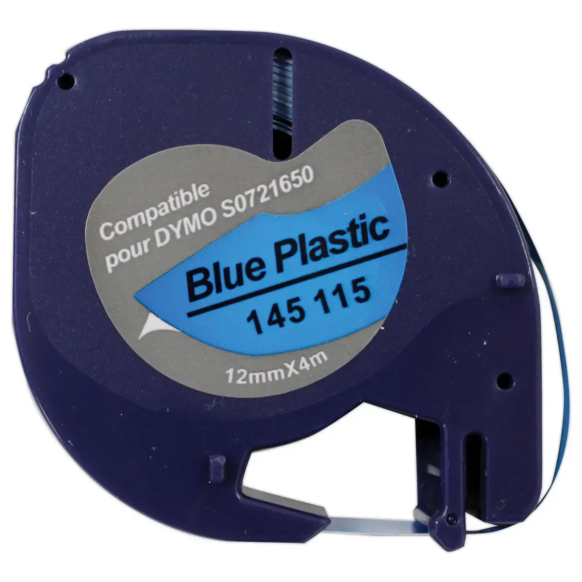 Ruban Letratag 12mmx4 m impression noire sur bleu comp DYMO S0721650