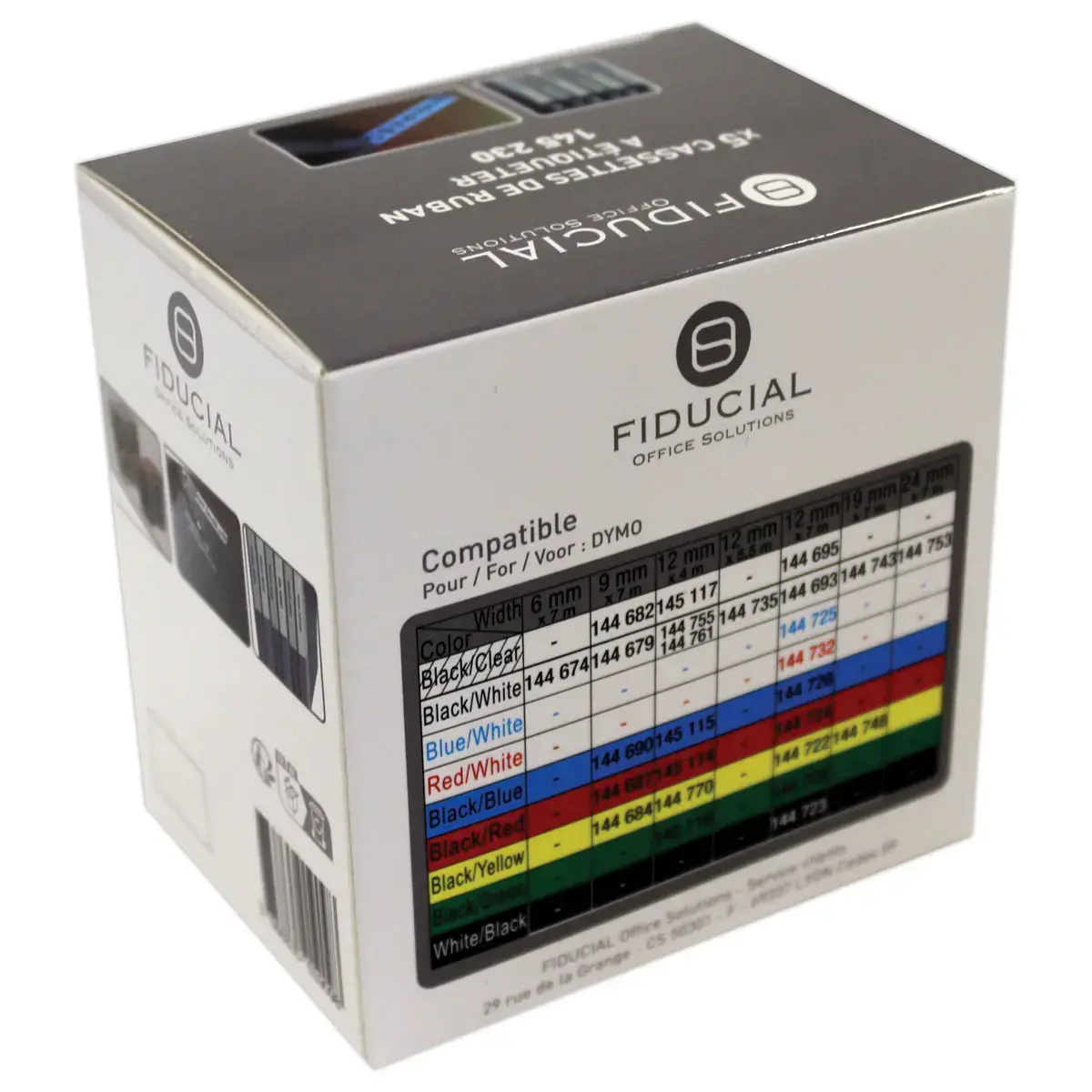 5 rouleaux de rubans D1 9mmx7m imp noire/ blanc comp DYMO S0720680