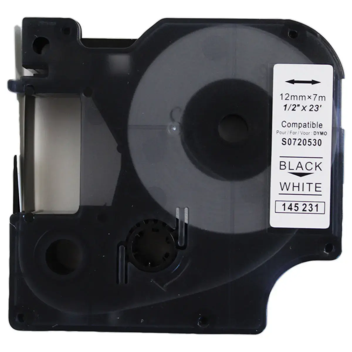 5 rubans D1 12mmx7m impression noire / blanc comp DYMO S0720530