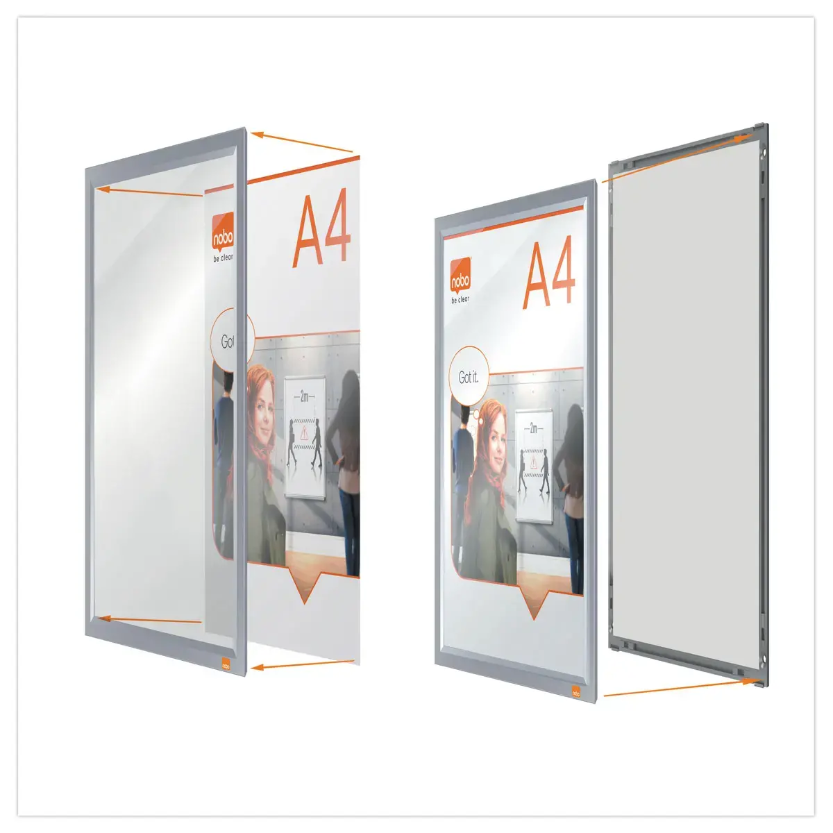 Porte-affiche clipsable A4 Nobo impression - argent