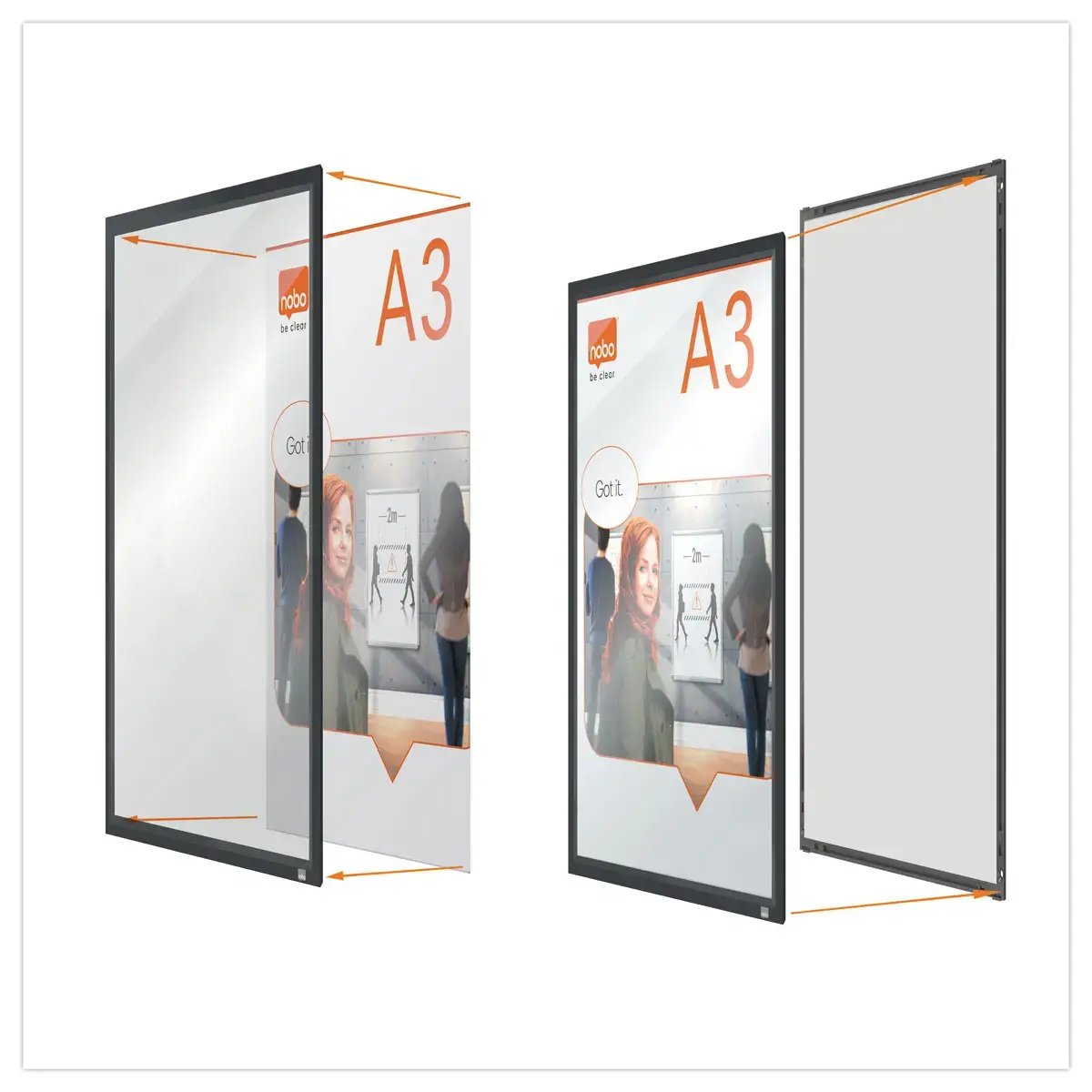 Porte-affiche clipsable A3 Nobo impression - noir 